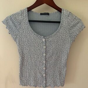 Brandy Melville Blue Fitted Button Down Shirt